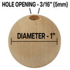 1 Inch Wood Ball with Hole