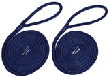 1/4" Navy Fender Line For Boats - Double Braided Nylon 6 Feet Marine Rope - 2 Pack