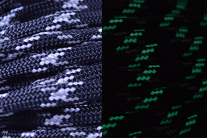 Reflective & Glow in the Dark Tracer Black Paracord